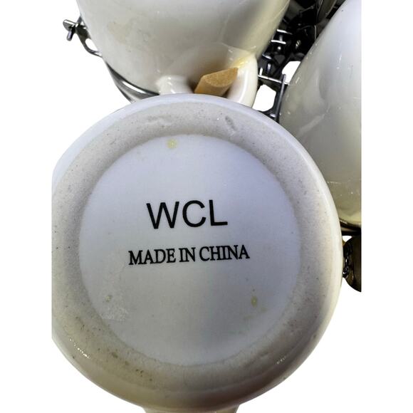 WCL Ceramic Mini Floral Design Spice Jar Canisters with Wooden Spoons-Set of 6 - Picture 9 of 13